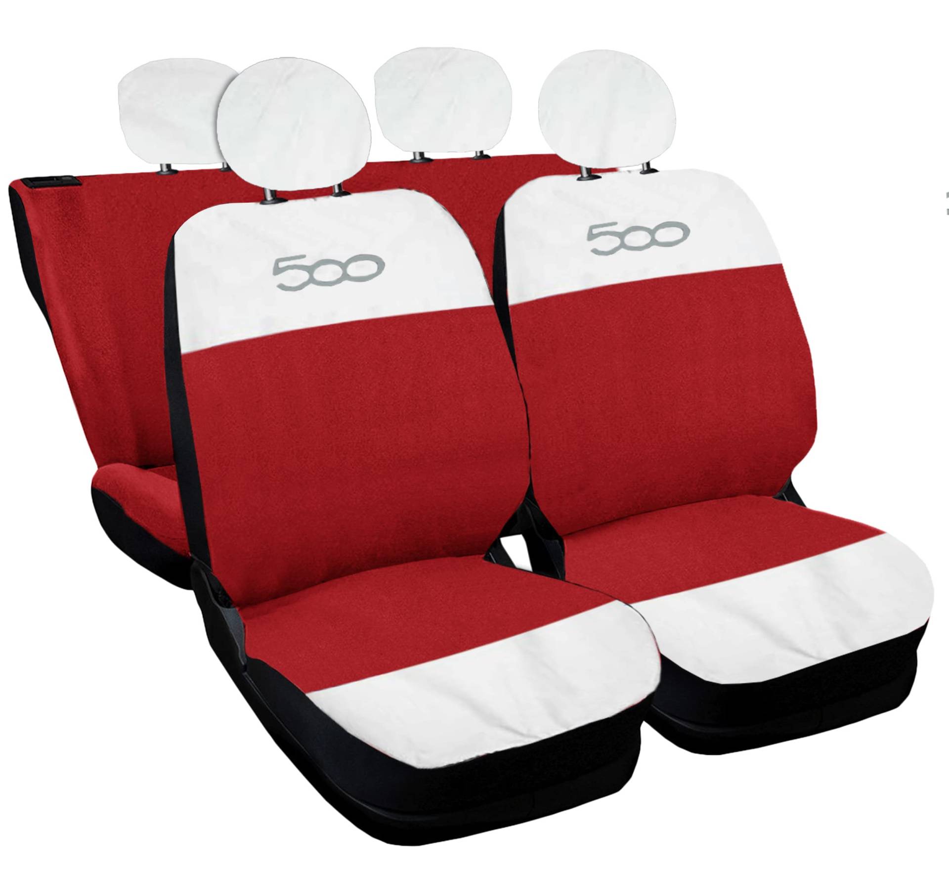 Auto Accessori Lupex Autositzbezüge kompatibel mit Cinquecento 500, hergestellt in Italien, Polyestergewebe, (Weiß – Rot Modell 2) von Auto Accessori Lupex