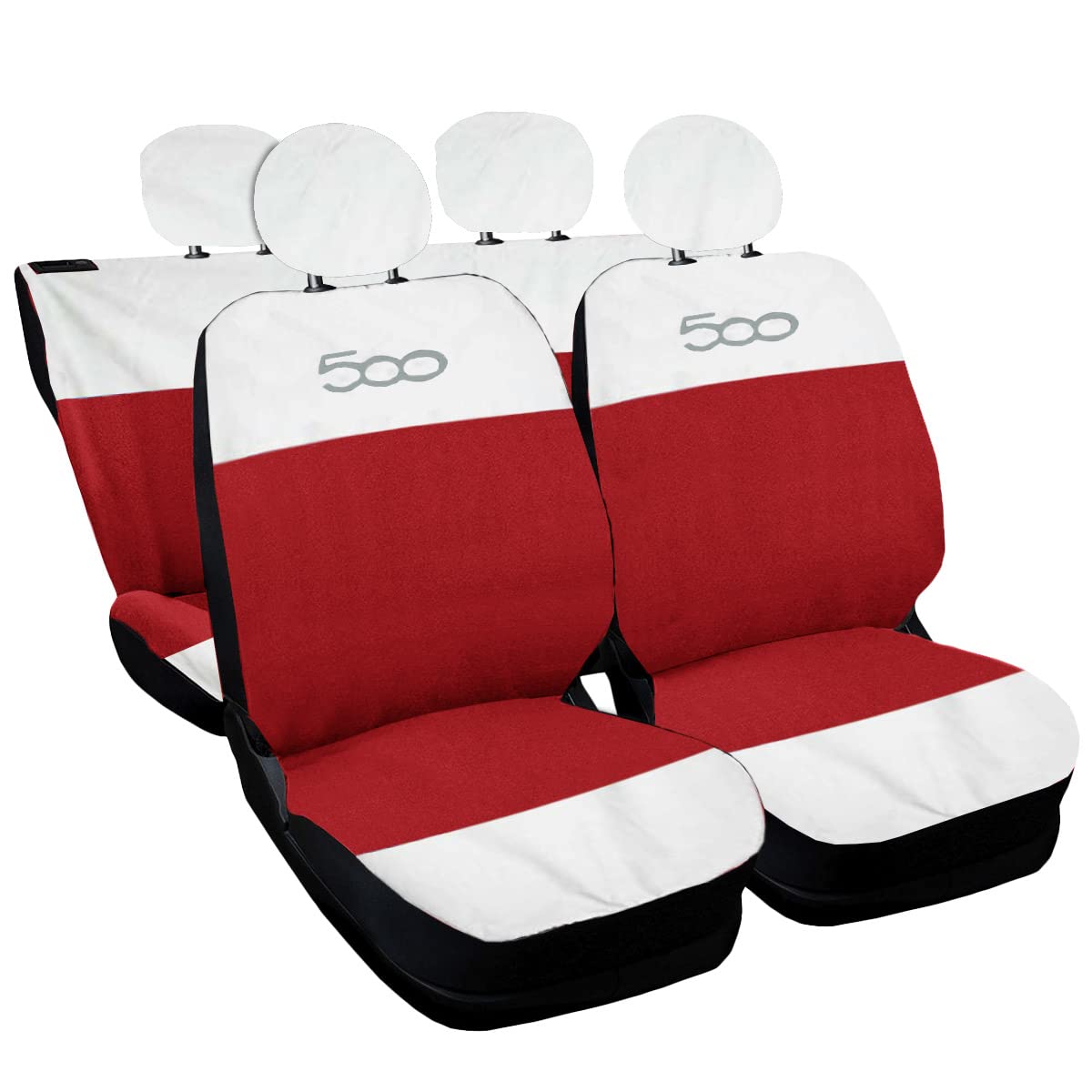 Auto Accessori Lupex Autositzbezüge kompatibel mit Cinquecento 500, hergestellt in Italien, Polyestergewebe, (Weiß – Rot Modell 3) von Auto Accessori Lupex