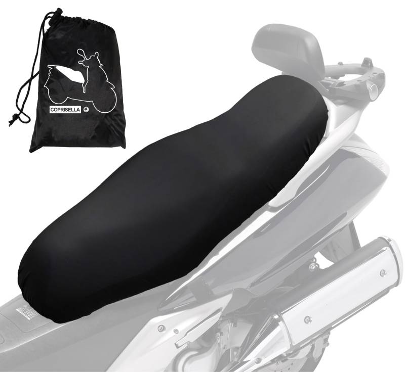 Auto Accessori Lupex - Universal-Sattelbezug, wasserdicht, Größe Maxi 115 x 50 cm, Material PU Kunstleder, anpassbare Sattelabdeckung für Roller und Motorrad, Farbe Schwarz, mit Tasche, auch von Auto Accessori Lupex