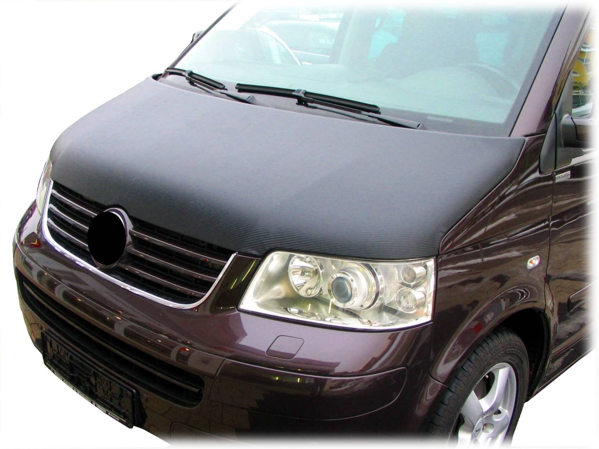 Auto-Bra kompatibel mit VW T6 Bj. ab 2015 Multivan Transporter Caravelle Haubenbra Steinschlagschutz Tuning Bonnet Bra (Vollbra Carbon Optik) von AUTO-BRA