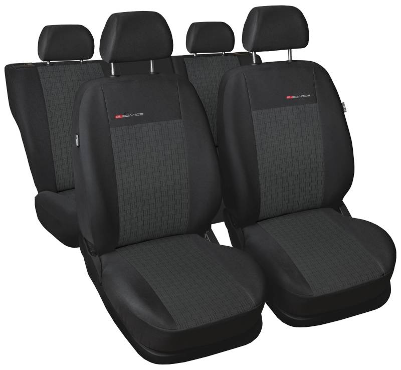 Carpendo Sitzbezüge Auto Set Autositzbezüge Schonbezüge Dunkelgrau-Grau Vordersitze und Rücksitze mit Airbag System - P1 von Auto-Dekor