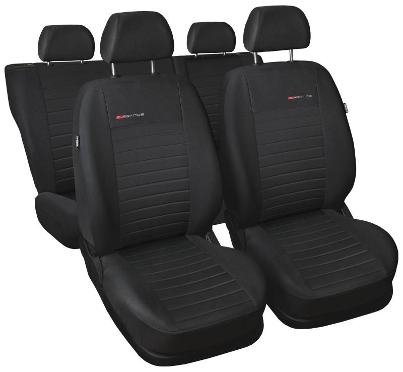 Carpendo Sitzbezüge Auto Set Autositzbezüge Schonbezüge Dunkelgrau-Grau Vordersitze und Rücksitze mit Airbag System - P4 von Auto-Dekor