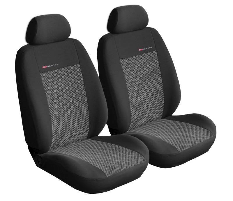 Carpendo® Sitzbezüge Auto Vordersitze in Premium Design (2er Set) Autositzbezüge Schonbezüge für Autositze Vorne - Dunkelgrau-Grau - Seitenairbag geeignet - TÜV zerifiziert - Elegance P2 von Carpendo