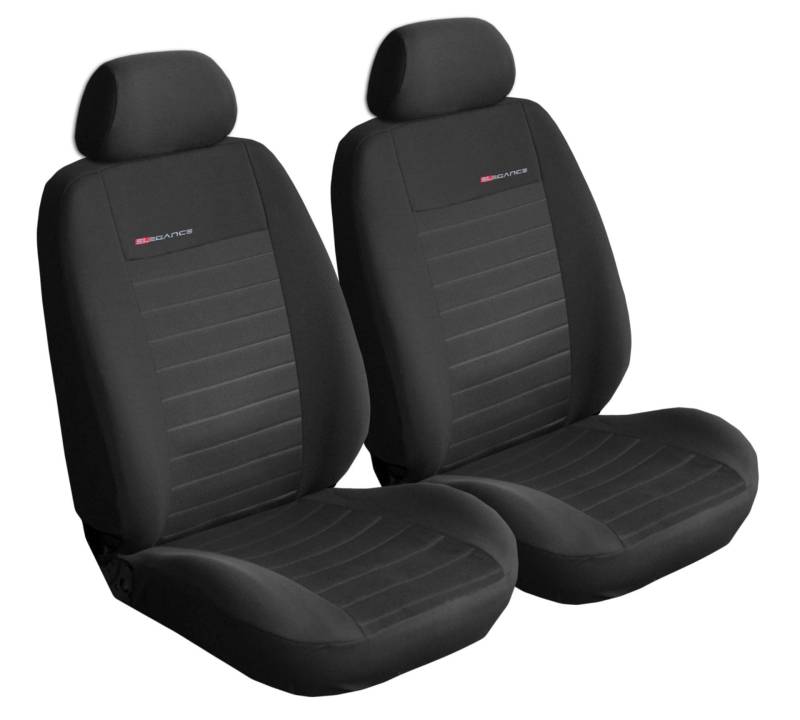 Carpendo® Sitzbezüge Auto Vordersitze in Premium Design (2er Set) Autositzbezüge Schonbezüge für Autositze Vorne - Dunkelgrau-Grau - Seitenairbag geeignet - TÜV zerifiziert - Elegance P4 von Carpendo