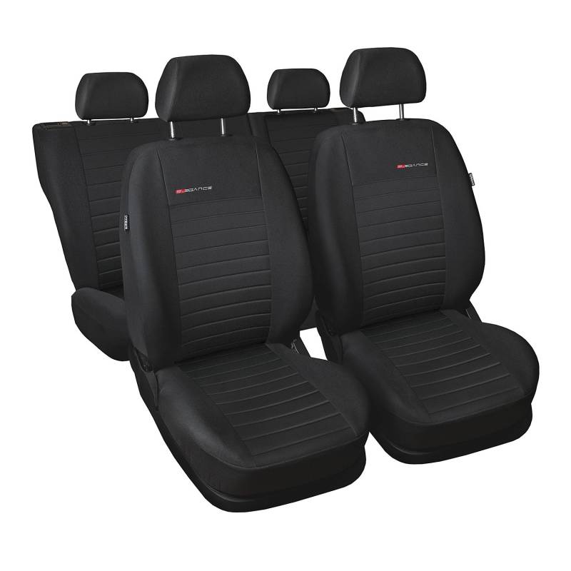 GSC Sitzbezüge Autositzbezug Komplettset 5-Sitze, Universal Grau, Elegance, kompatibel mit Nissan Qashqai 5-Sitze von Auto-Dekor