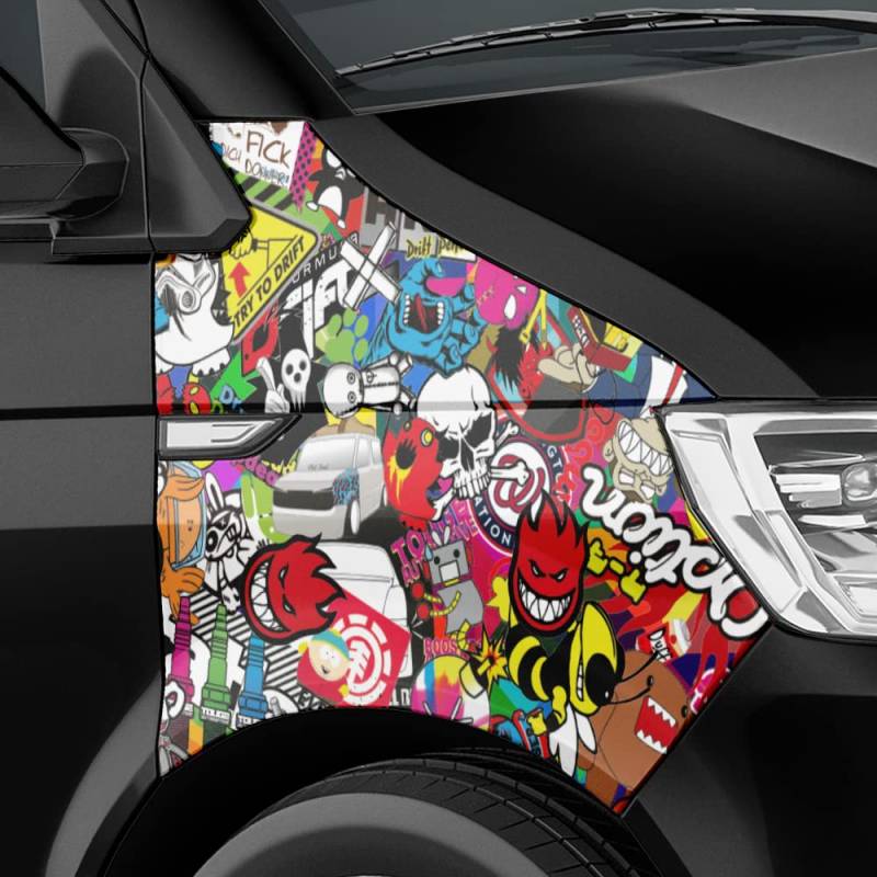Auto-Dress Stickerbomb Auto-Folie mit Luftkanal-Technik für 3D Car-Wrapping (100x150cm, Design: Special, Farbe: Bunt, Finish: Glanz) von Auto-Dress