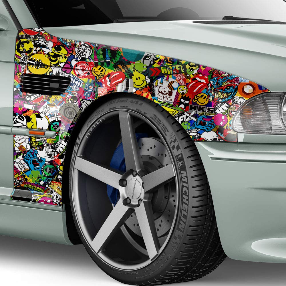 30x150cm Stickerbomb Auto Folie Glanz - Sticker Logo Bomb - JDM Aufkleber - Design: Special, Farbe: Bunt, Finish: Glanz 30x150cm Stickerbomb Auto Folie Glanz - Sticker Logo Bomb - JDM Aufkleber - Design: Special, Farbe: Bunt, Finish: Glanz von Auto-Dress