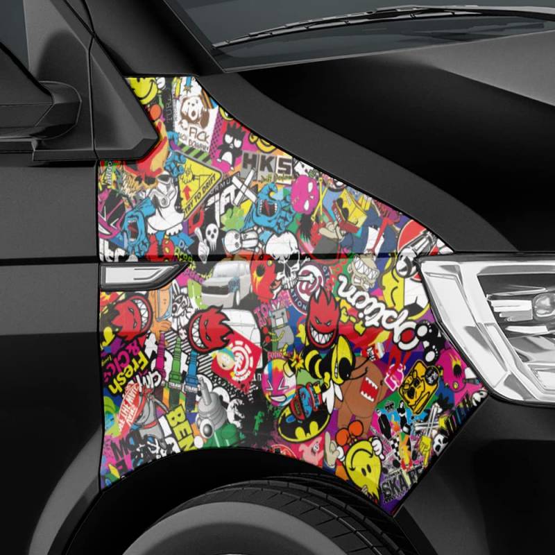 Auto-Dress Stickerbomb Auto-Folie mit Luftkanal-Technik für 3D Car-Wrapping (30x150cm, Design: Mini-Mix, Farbe: Bunt, Finish: Matt) von Auto-Dress