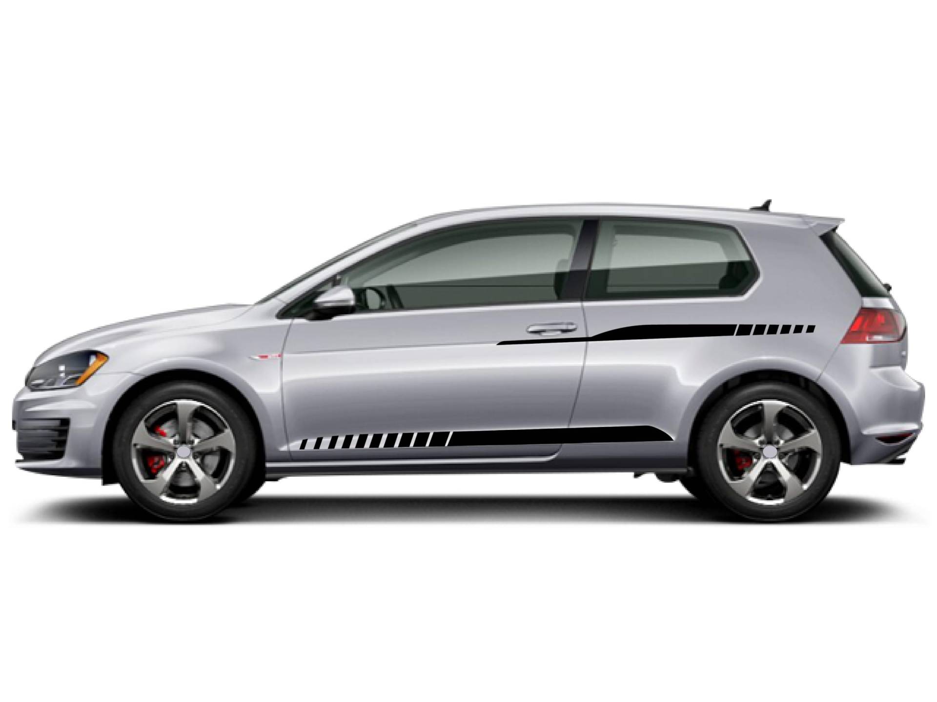 Seitenstreifen Racing Aufkleber-Set, Dekor-Sticker komp. mit VW Golf 7 GTI (246 Red Flame) von Auto-Dress