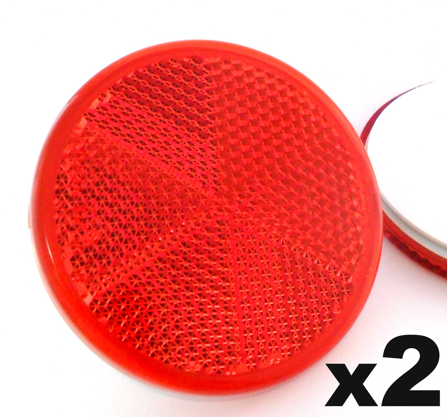 2X Rote Reflektoren 50mm - Rückstrahler Katzenaugen Rückleuchten Selbstklebend -Wohnwagen und Anhänger von Auto Reflektoren