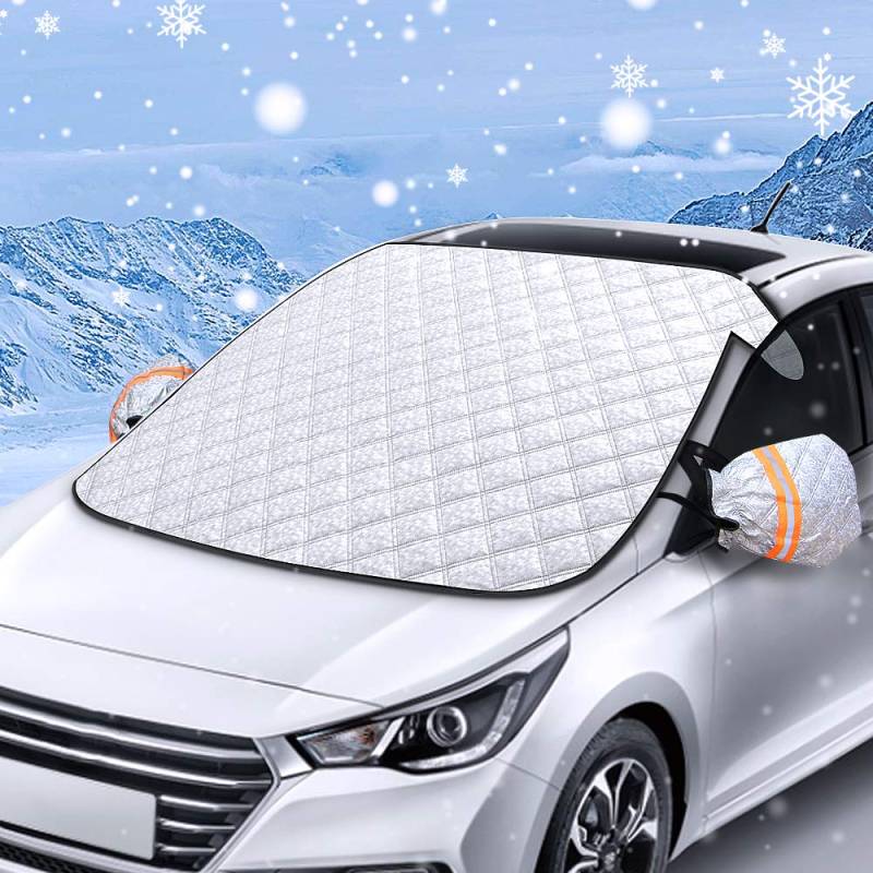 Frontscheibenabdeckung Auto Scheibenabdeckung Magnet Faltbare Frostabdeckung Mit Zwei Spiegelabdeckungen,Auto Windschutzscheibe Abdeckung gegen UV-Strahlung, Sonne, Staub, EIS, Frost, Schnee von Auto-aAtend