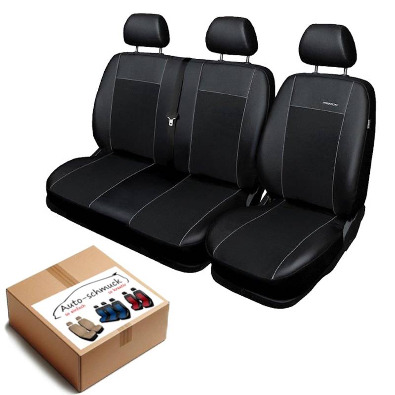 Auto-schmuck Sitzbezüge nach Maß kompatibel mit Crafter Autoplanen perfekte Passform Schonbezüge Sitzschoner Velour + Strickpolster (Premium Crafter Bus schwarz) von Auto-schmuck so einfach so kreativ