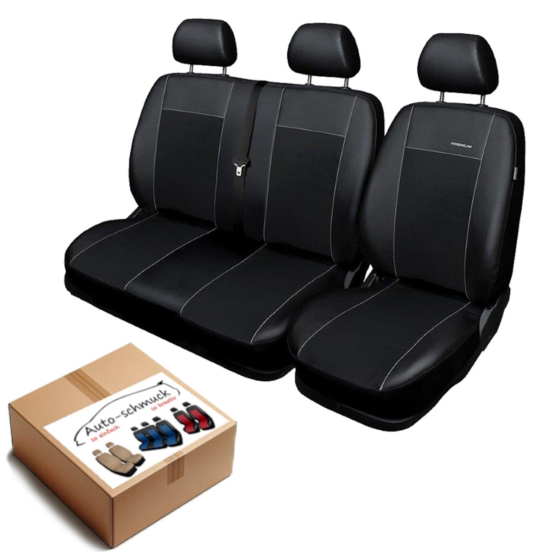 T5 Sitzbezüge nach Maß Autoplanen perfekte Passform Schonbezüge Sitzschoner Velour + Strickpolster ®Auto-schmuck (T5 2+1 schwarz) von Auto-schmuck so einfach so kreativ