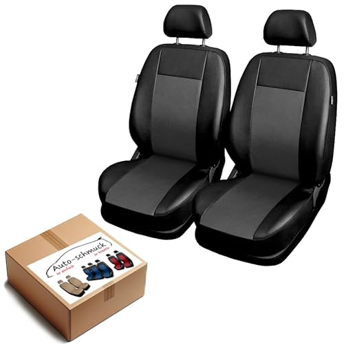 VORDERSITZE 2er Set Sitzbezüge Schonbezüge Sitzschoner Velour + Strickpolster oder Öko-Leder + künstliches Wildleder ®Auto-schmuck (Comfort grau) von Auto-schmuck so einfach so kreativ