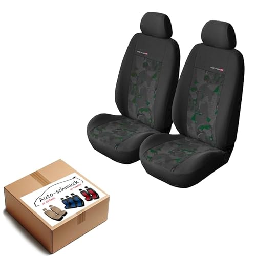 VORDERSITZE 2er Set Sitzbezüge Schonbezüge Sitzschoner Velour + Strickpolster oder Öko-Leder + künstliches Wildleder ®Auto-schmuck (Elegance Grun) von Auto-schmuck so einfach so kreativ