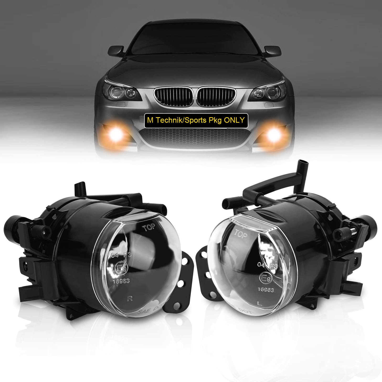 AutoBeeDen Nebelscheinwerfer für BMW 5er (E60 E61, 525i 525xi 528i 528xi 530i 530xi 535i 535xi 545i 550i), 07/2003-09/2010, Alle nur für M Paket Stoßstange/M Tech Sport (Klar) von AutoBeeDen