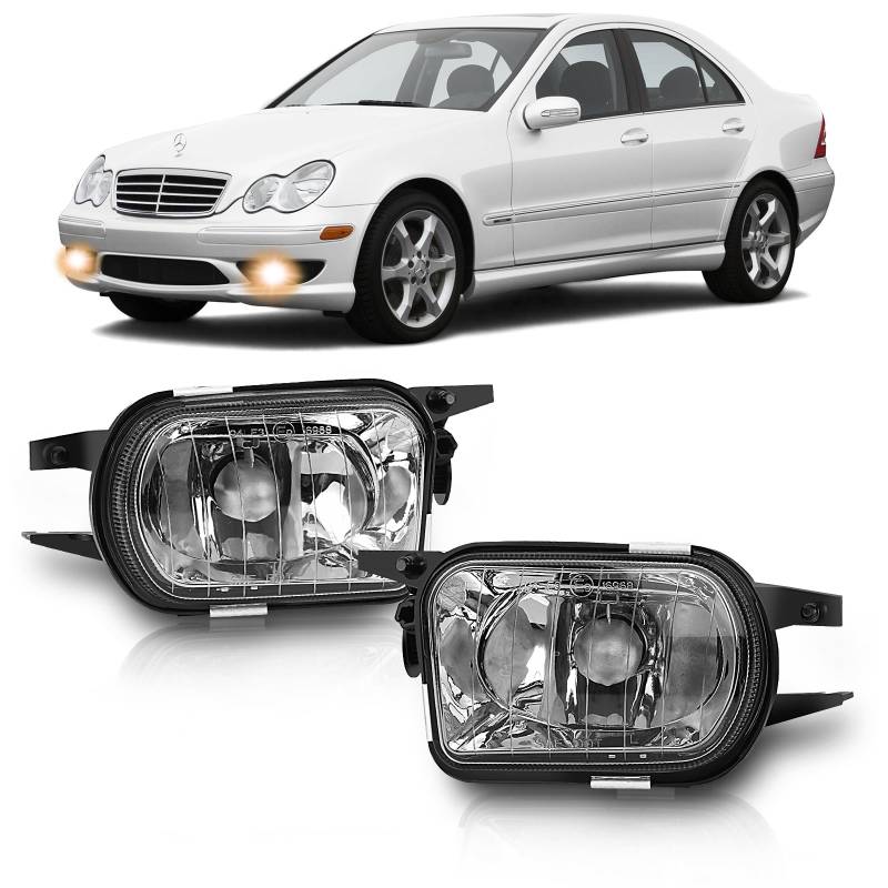 AutoBeeDen Nebelscheinwerfer für Mercedes Benz W203 S203 CL203 C209 A209 C215 R171, C Klasse Sportcoupe CLC CLK S Coupe CL SLK, 05/2000-12/2011 (Klar) von AutoBeeDen