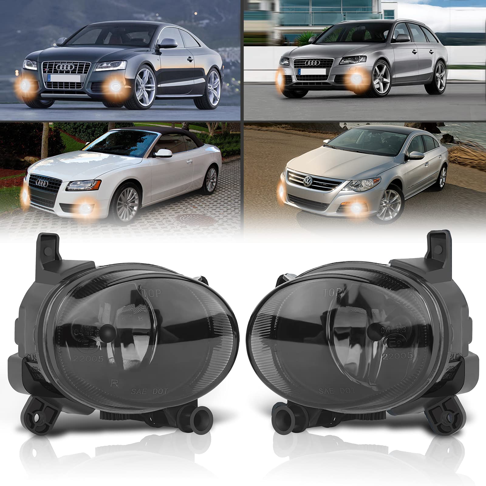 AutoBeeDen Nebelscheinwerfer kompatibel mit Audi A1 A5 A6 Q3 A4 Wagen, 8X 8K2 8K5 8T 8F 4G2 4G5 4GH 8UB 8UG, Volkswagen VW Passat CC 357, 06/2007-12/2014 (Schwarz Objektiv) von AutoBeeDen
