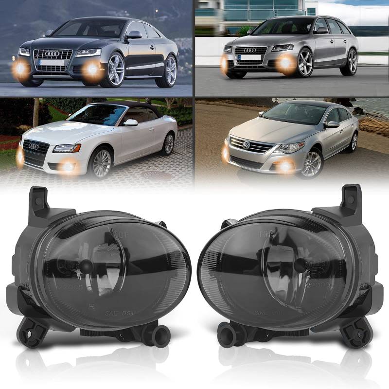 AutoBeeDen Nebelscheinwerfer kompatibel mit Audi A1 A5 A6 Q3 A4 Wagen, 8X 8K2 8K5 8T 8F 4G2 4G5 4GH 8UB 8UG, Volkswagen VW Passat CC 357, 06/2007-12/2014 (Schwarz Objektiv) von AutoBeeDen