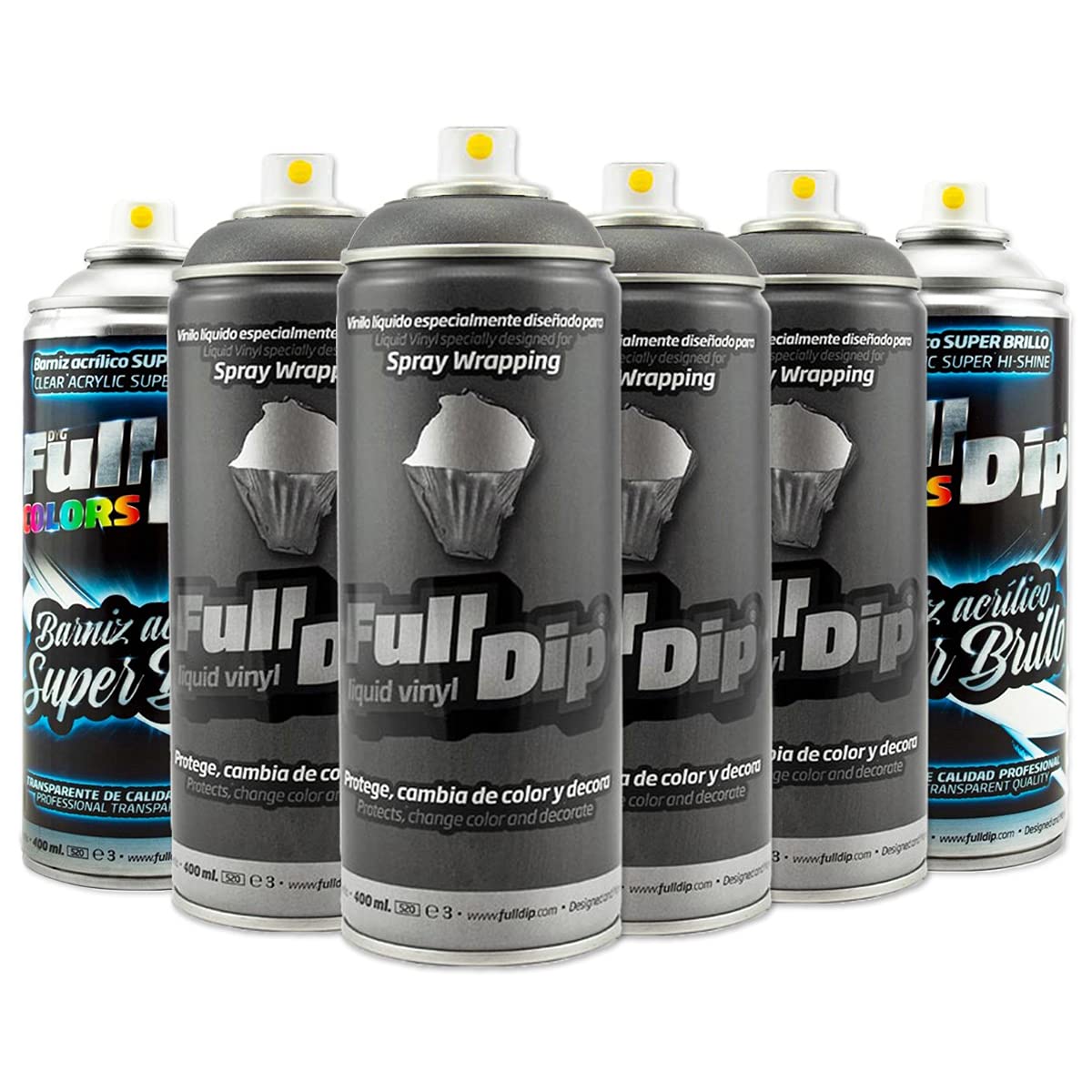 AutoFullCar - Pack Sprays Full Dip Schwarz Metallic Super Glanz Vinyl | FullDip von AutoFullCar