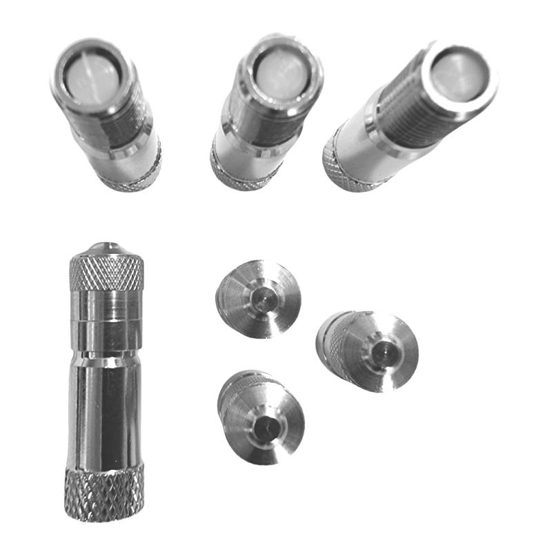4-Stück Premium Ventilverlängerung für PKW Wohnmobil Transporter Lieferwagen 4er-Set Ventiladapter Autoventil-Verlängerung Reifenventiladapter Verlängerung für Radzierblenden (Edelstahl, 19mm) von AutoPremiumTeile