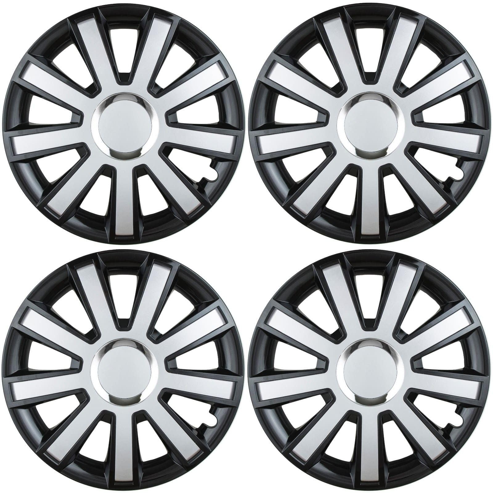 Premium Radkappen 14 Zoll in Schwarz-Silber-Glänzend mit Chromring 4er-Satz hochwertige Radzierblenden für PKW-Stahlfelgen Radblenden-Zweifarbig Radabdeckungen Raddeckel Zierblenden Zierkappen 4 Stück Premium Radkappen 14 Zoll in Schwarz-Silber-Glänzend mit Chromring 4er-Satz hochwertige Radzierblenden für PKW-Stahlfelgen Radblenden-Zweifarbig Radabdeckungen Raddeckel Zierblenden Zierkappen 4 Stück von AutoPremiumTeile