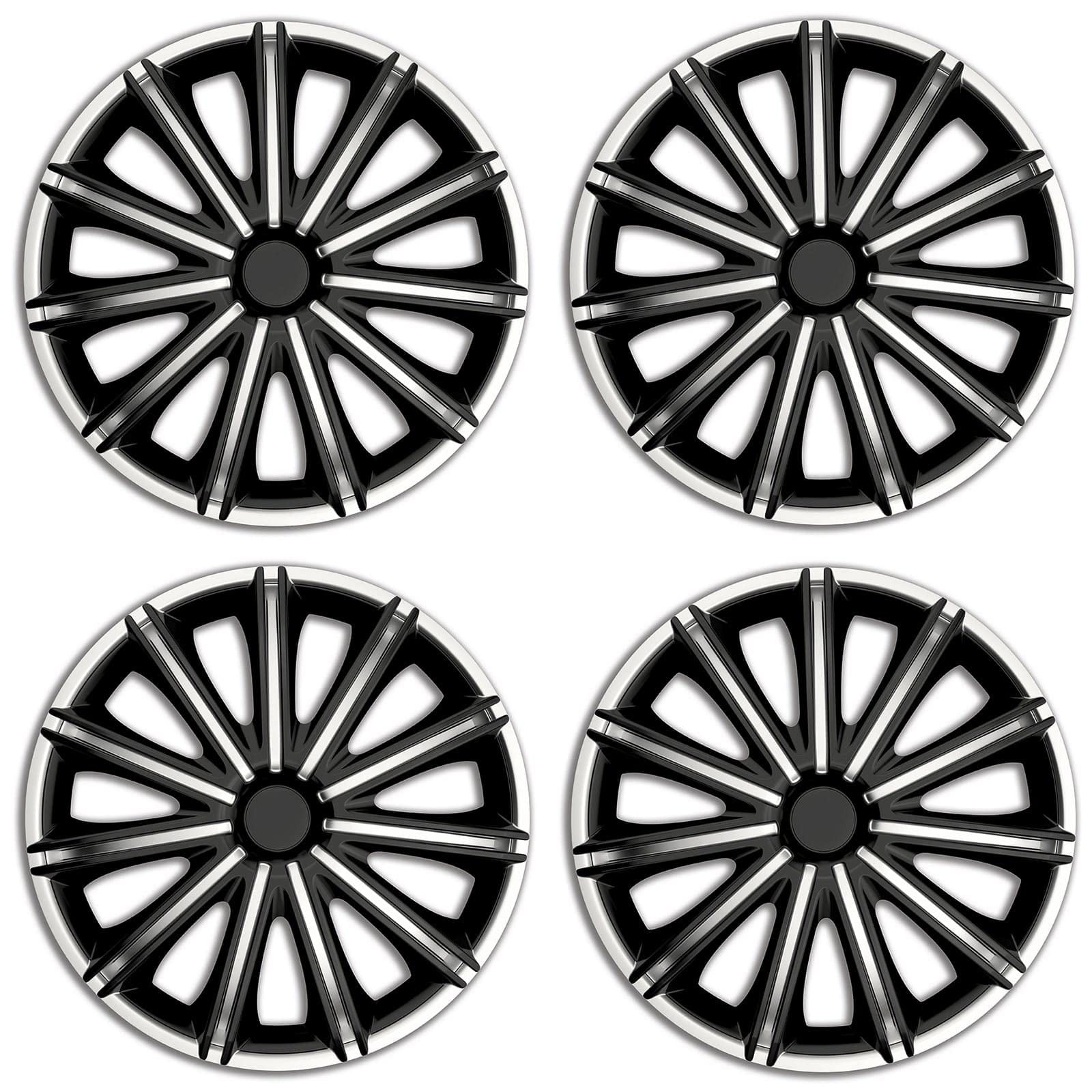 Premium Radkappen 17 Zoll in Schwarz-Silber-Matt 4er-Satz hochwertige Radzierblenden für PKW-Stahlfelgen Radblenden-Zweifarbig Radabdeckungen Raddeckel Zierblenden Zierkappen Zierdeckel 4 Stück Premium Radkappen 17 Zoll in Schwarz-Silber-Matt 4er-Satz hochwertige Radzierblenden für PKW-Stahlfelgen Radblenden-Zweifarbig Radabdeckungen Raddeckel Zierblenden Zierkappen Zierdeckel 4 Stück von AutoPremiumTeile