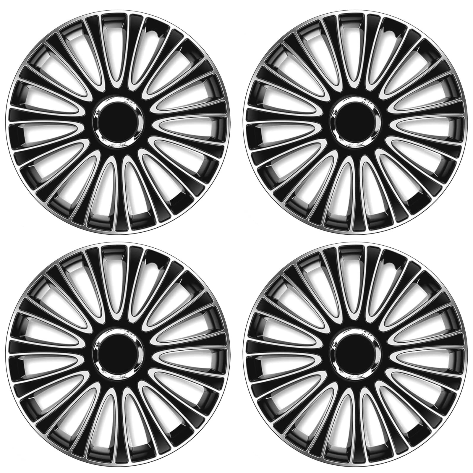 Premium Radkappen 17 Zoll in Schwarz-Silber-Matt mit Chromring 4er-Satz hochwertige Radzierblenden für PKW-Stahlfelgen Radblenden-Zweifarbig Radabdeckungen Raddeckel Zierblenden Zierkappen 4 Stück Premium Radkappen 17 Zoll in Schwarz-Silber-Matt mit Chromring 4er-Satz hochwertige Radzierblenden für PKW-Stahlfelgen Radblenden-Zweifarbig Radabdeckungen Raddeckel Zierblenden Zierkappen 4 Stück von AutoPremiumTeile