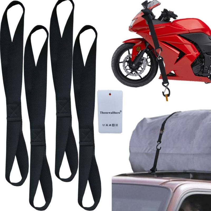 5 Stück Doppelschlaufen Zurrschlaufen Schlaufen Spanngurte Gewebte Nylon Gurt - 800kg Arbeitslast, 25 * 200 mm Gurtschlaufen für Motorrad, ATV, UTV, Fahrrad, Camping, Klettern, Aufhängung (Schwarz) von AutoPrevails