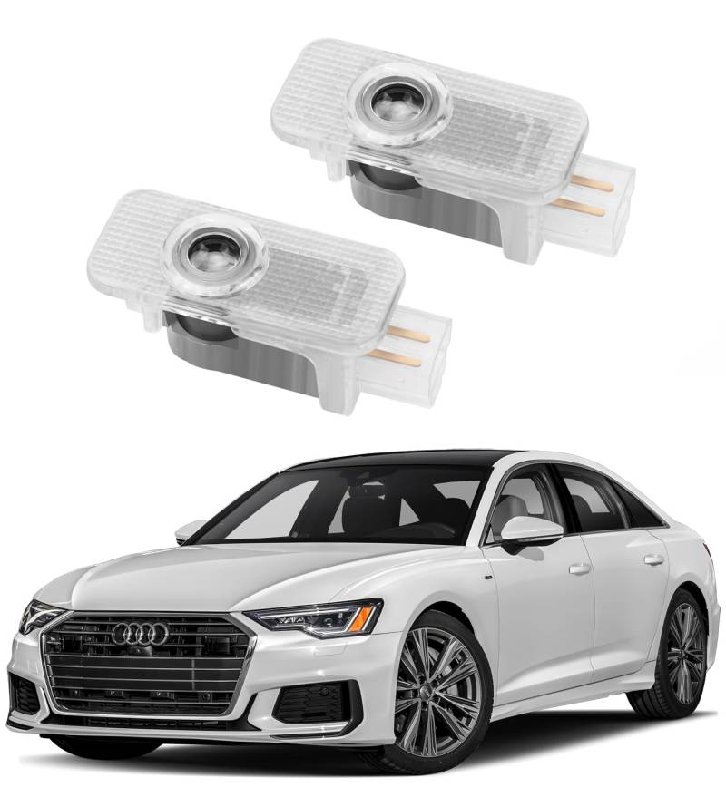 AutoQi Willkommenslicht für Audi A1 A2 A3 8P 8L 8V A4 A5 A6 A7 Q2 Q3 Q5 Q7 LED Projektor Quattro Logo Einstiegsbeleuchtung Laser Türlicht, 2 Stück Lampe von AutoQi