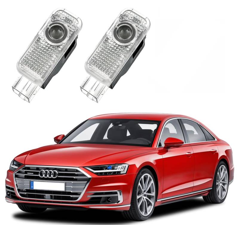 AutoQi Willkommenslicht für Audi A2 A3 A4 A5 A6 A7 Q2 Q3 Q4 Q5 Q7 TT LED Ringe Projektor Einstiegsbeleuchtung Logo Laser Türlicht, 2 STK von AutoQi