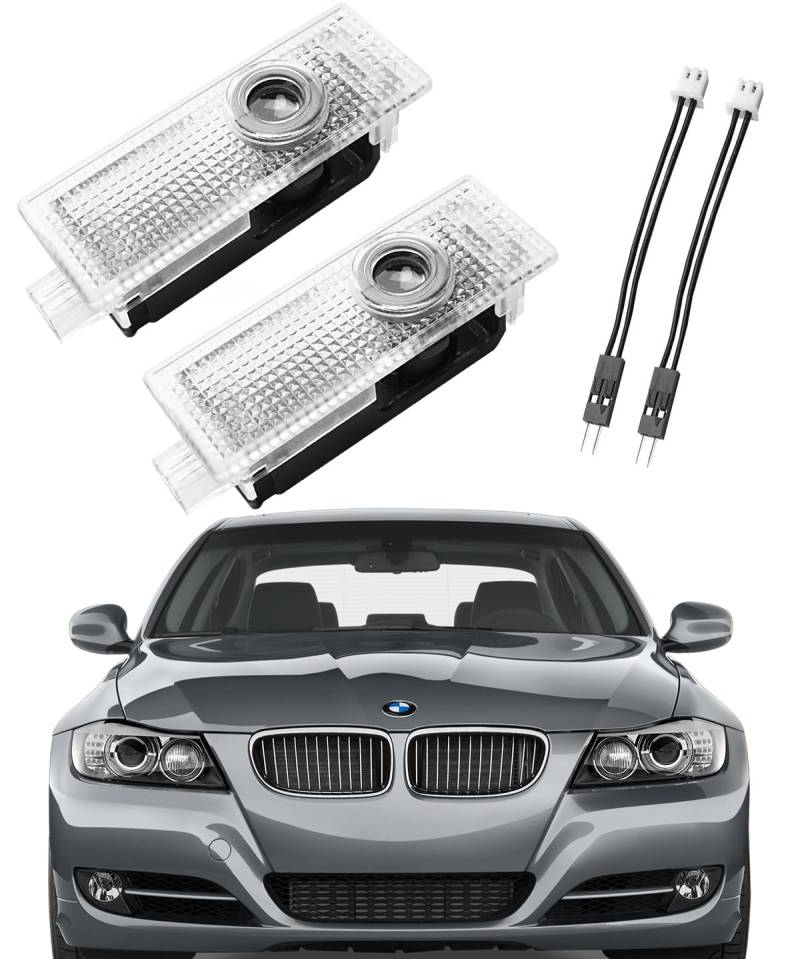 AutoQi Für BMW E81 E82 E87 E88 E90 E92 E91 E92 E93 E60 E61 F10 F11 E63 E64 F12 F13 LED Projektor Einstiegsbeleuchtung 50 Jahre Tür Logo Lampe Laser Türlicht, 2 Stk von AutoQi