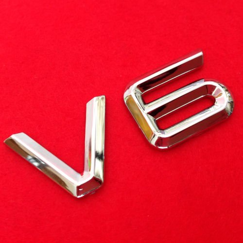AutoScheich® V6 Emblem Zeichen Chrom Schriftzug Auto Aufkleber Motorhaube Kotflügel Logo 3D von AutoScheich