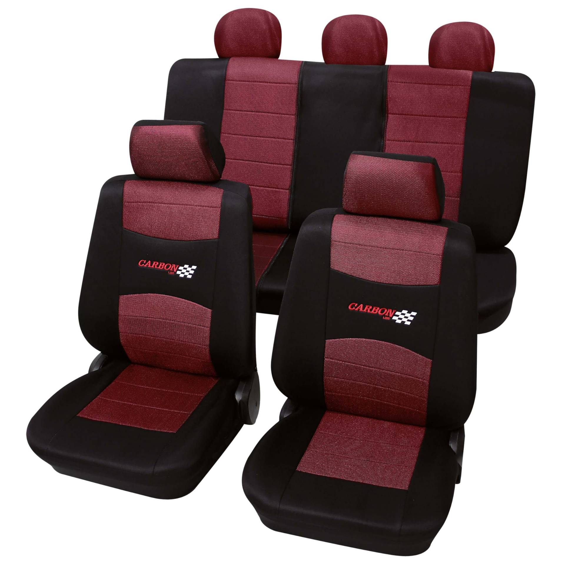 PETEX Auto Sitzbezüge Universal Komplett Set 11-teilig - Carbon rot, Eco Class mit SAB 1 Vario PETEX Auto Sitzbezüge Universal Komplett Set 11-teilig - Carbon rot, Eco Class mit SAB 1 Vario von Autoartikelshop