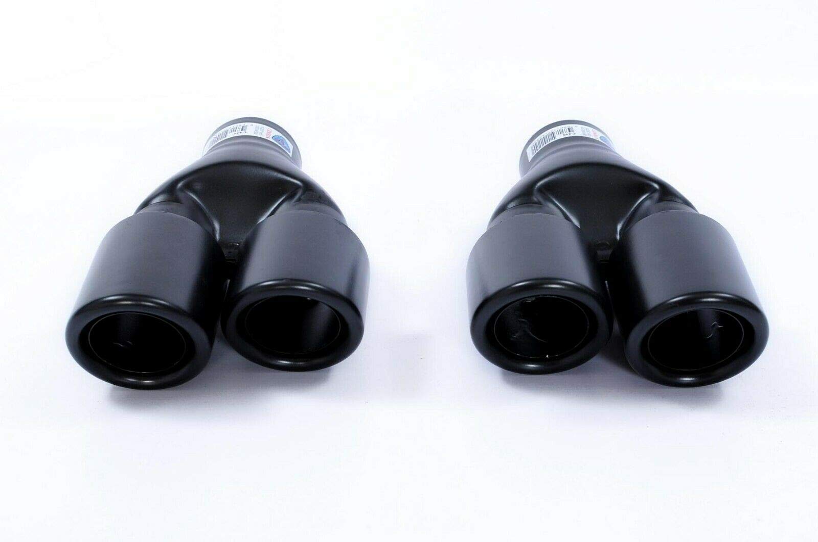 2x Schwarz Doppel Endrohre Sport Auspuffblende für Links/Rechts Edelstahl Rohre Hochwertig 38-65mm Universal von Autobits.de GmbH