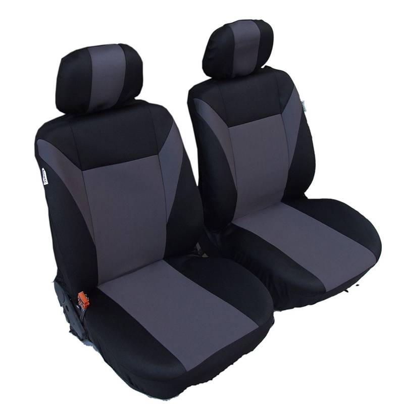 2X Vordere Sitzschöner Set Grau/Schwarz Auto Sitzbezüge Schonbezug Polyester Komfort Schonbezüge Neu OVP Hochwertig von Autobits