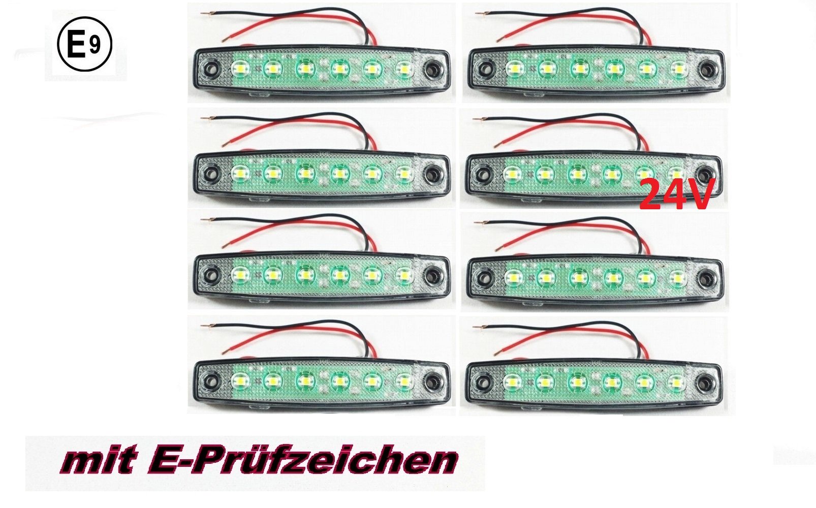 8x 24V Begrenzungsleuchte Hochwertig Seitenleuchten Weiß 6 LED Umrissleuchte Positionsleuchte E-Prüfezeichen Neu von Autobits