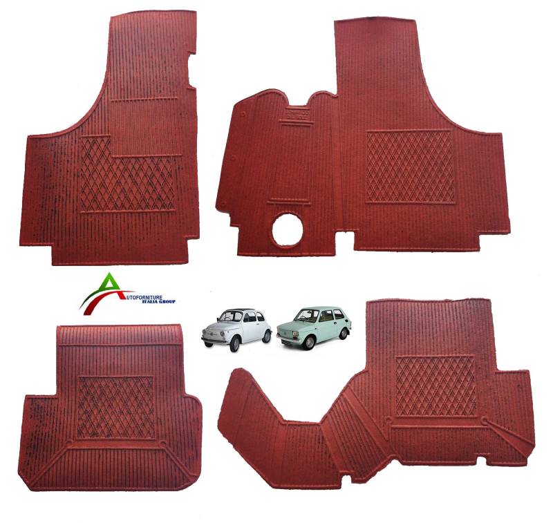 Autoforniture Italiia Fußmatten aus Gummi für Alte 500-126 Farbe Rot von Autoforniture italia