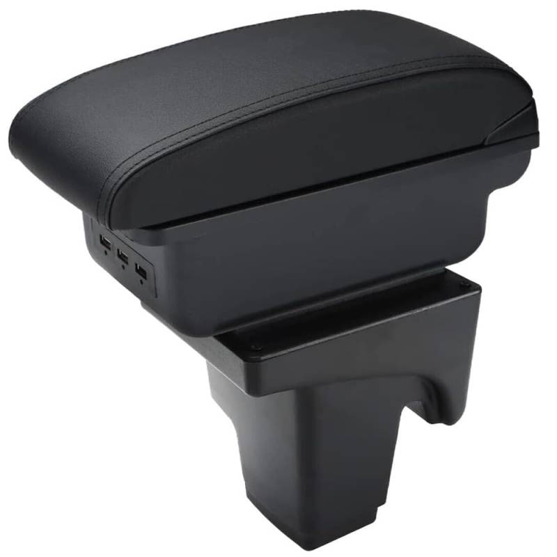 Armlehne Mittelkonsole Mittelarmlehne Auto Organizer Armlehnenbox Kompatibel Mit Ford Focus 3 III 2012-2020 3 USB Ladeanschluss Doppelschicht Leder Schwarz Autohobby von Autohobby
