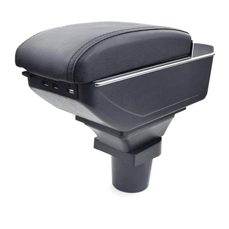 Armlehne Mittelkonsole Mittelarmlehne Auto Organizer Armlehnenbox Kompatibel Mit Mitsubushi Kompatibel Mit VW Getränkehalter Becherhalter 7 USB Ladeanschluss Doppelschicht Leder Schwarz Autohobby von Autohobby