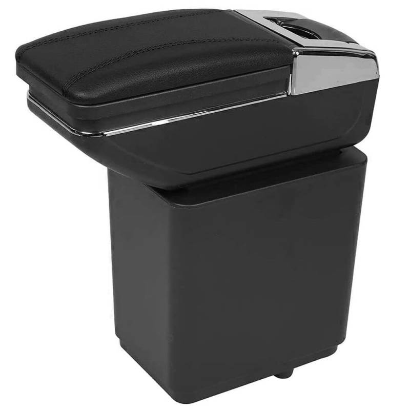 Armlehne Mittelkonsole Mittelarmlehne Auto Organizer Armlehnenbox Kompatibel mit Citroen Berlingo 2010-2018 Getränkehalter Becherhalter Aschenbecher 3D Drehbar Leder Schwarz Autohobby von Autohobby