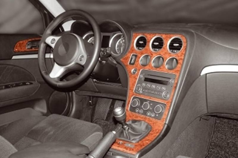 AUTOKLEIDUNG® Cockpit Dekor kompatibel mit Alfa Romeo 159 ab Baujahr 09/2005 8 Teile | 3D Titan Optik von Autokleidung