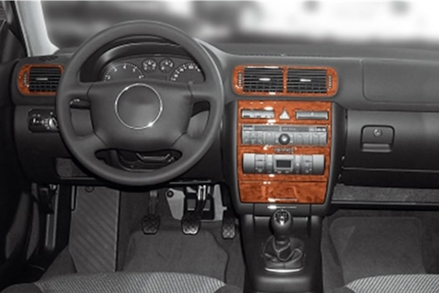 AUTOKLEIDUNG® Cockpit Dekor kompatibel mit Audi A4 (B5) Baujahr 06/1999-10/2000-9 Teile | 3D Wurzelholz Optik von Autokleidung