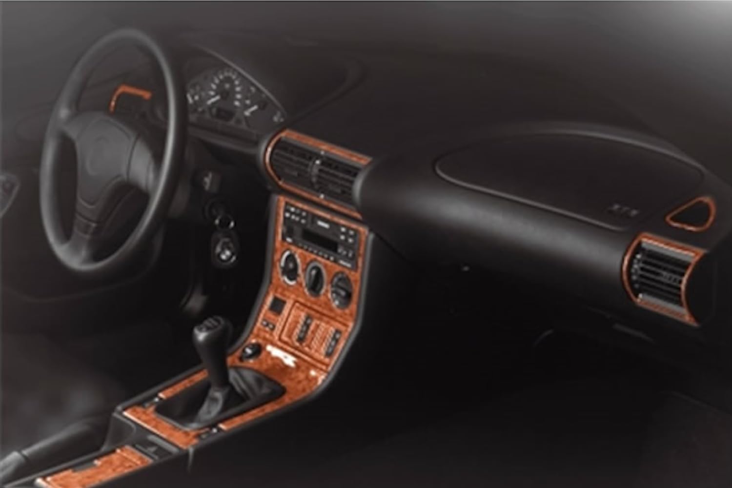 AUTOKLEIDUNG® Cockpit Dekor kompatibel mit BMW Z3-Serie (E36/C) Baujahr 03/1996-03/1999 20 Teile | 3D Wurzelholz Optik von Autokleidung