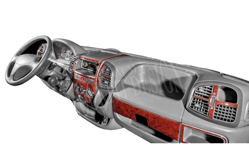 AUTOKLEIDUNG® Cockpit Dekor kompatibel mit Fiat Ducato Baujahr 03/2002-01/2006 15 Teile | 3D Wurzelholz Optik von Autokleidung