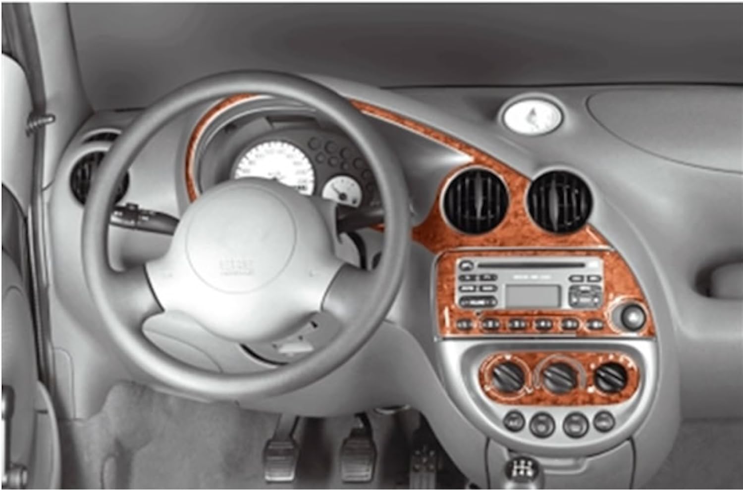 AUTOKLEIDUNG® Cockpit Dekor kompatibel mit Ford Ka Baujahr 10/1996-02/2002 5 Teile | 3D Titan Optik von Autokleidung