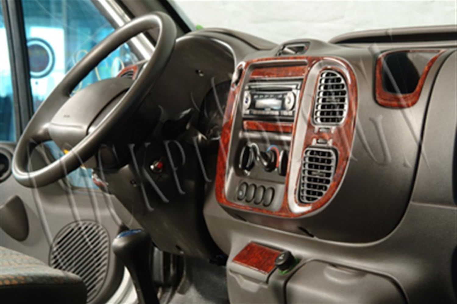 AUTOKLEIDUNG® Cockpit Dekor kompatibel mit Ford Transit Baujahr 03/2000-08/2006 12 Teile | 3D Walnuss Optik von Autokleidung