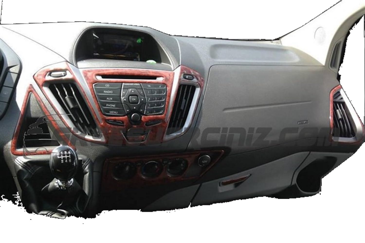 AUTOKLEIDUNG® Cockpit Dekor kompatibel mit Ford Transit Custom TOURNEO ab Baujahr 2014 22 Teile | 3D Wurzelholz Optik von Autokleidung