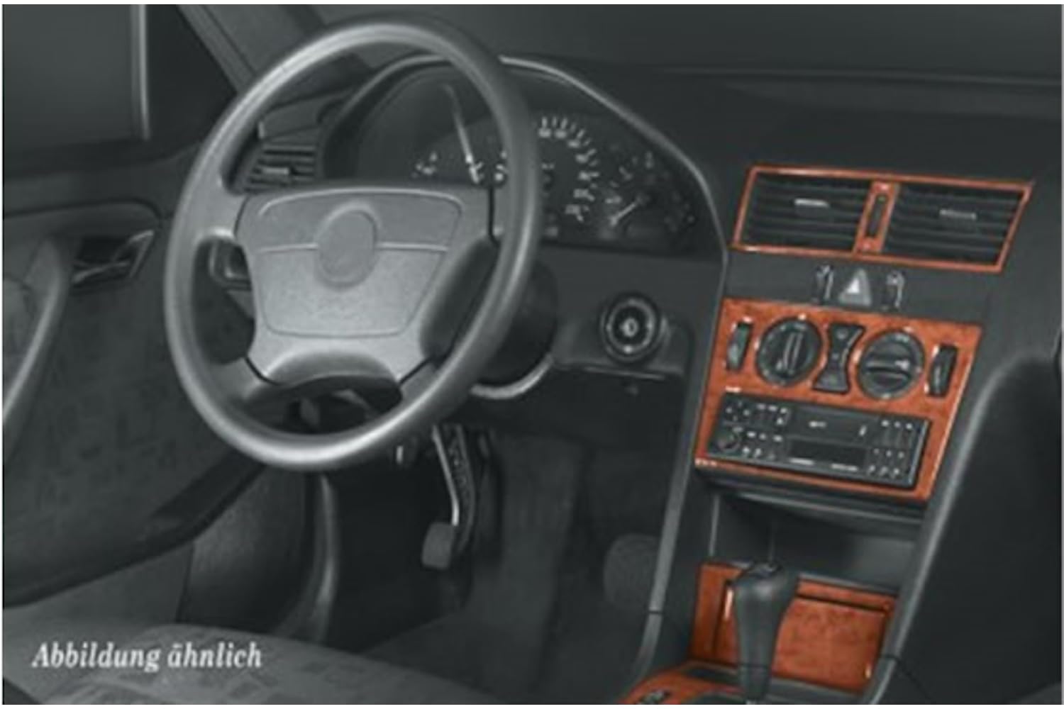 AUTOKLEIDUNG® Cockpit Dekor kompatibel mit Mercedes C Klasse W202 Baujahr 06/1993-09/1995 16 Teile | 3D Wurzelholz Optik von Autokleidung