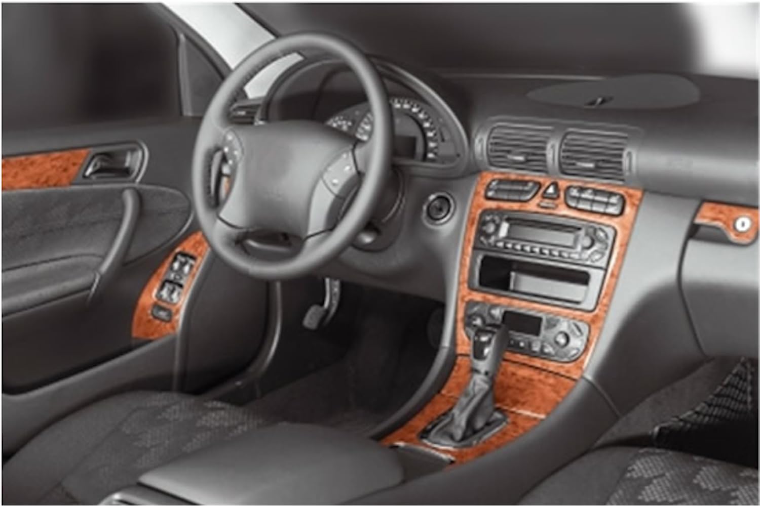 AUTOKLEIDUNG® Cockpit Dekor kompatibel mit Mercedes C Klasse W203 Baujahr 05/2000-12/2006 16 Teile | 3D Klavierlack Optik von Autokleidung